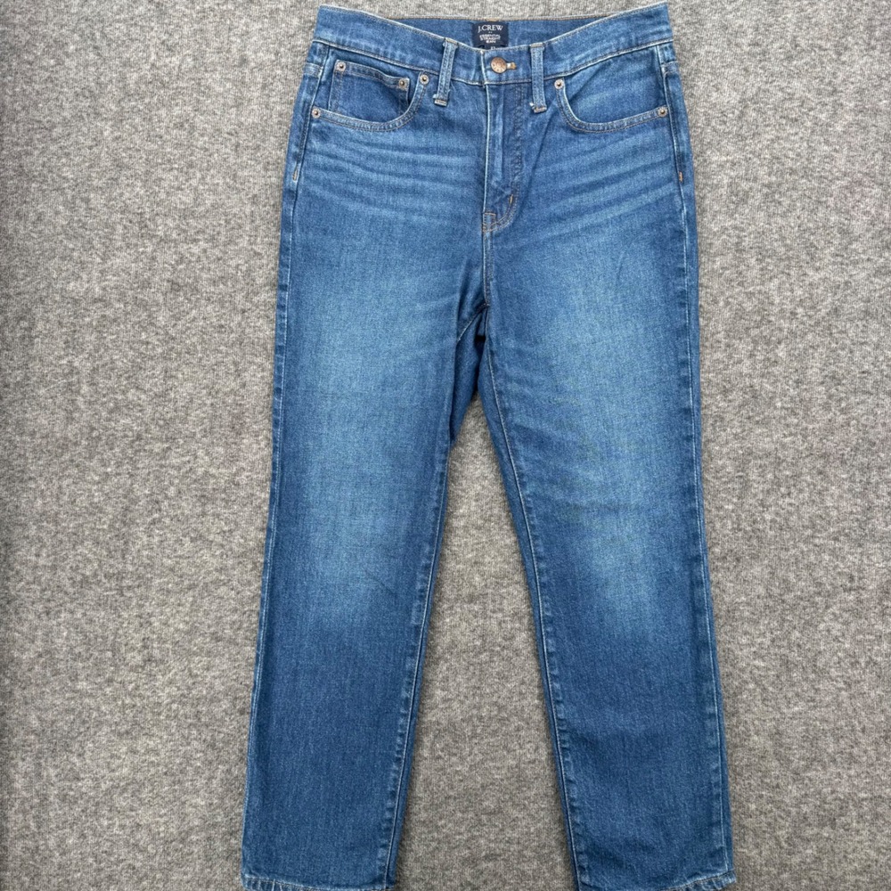 J.Crew Essential Straight Jean Medium Wash High Rise Denim Size 27 Denim Crop